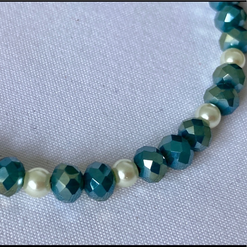 STERLING silver & glass bead bracelet 8” - Picture 3 of 9